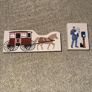 The Cats Meow Village “Mail Man Post Office Delivery ” With Mail Carriage
